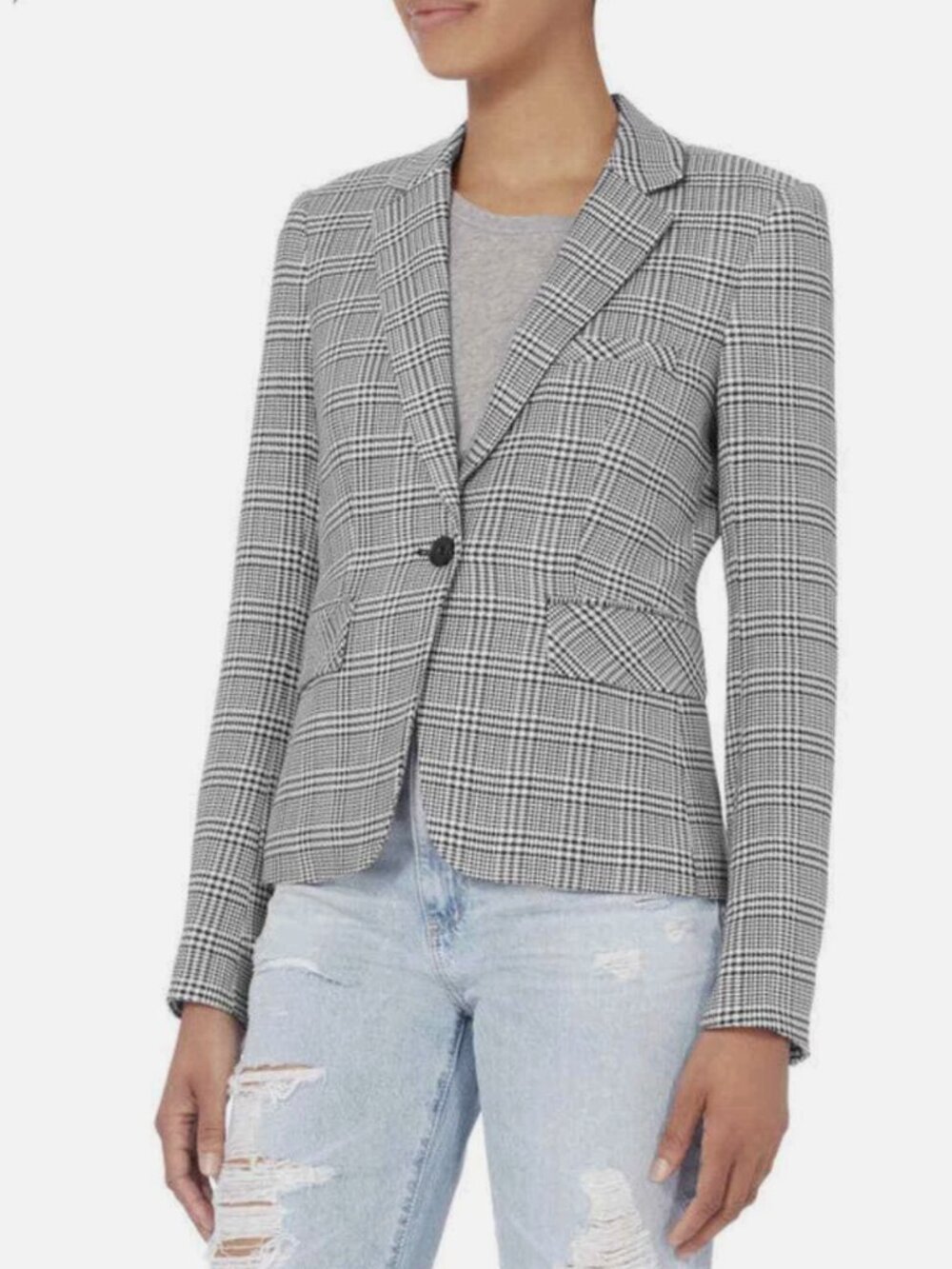 Veronica Beard Black & White Plaid Schoolboy Blazer Size 4